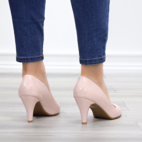 Dusty Rose Paten Slip On Kitten Low Heel Pumps - Picture 11 of 11